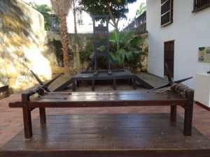 The guillotine and rack in the Inquisition Museum 